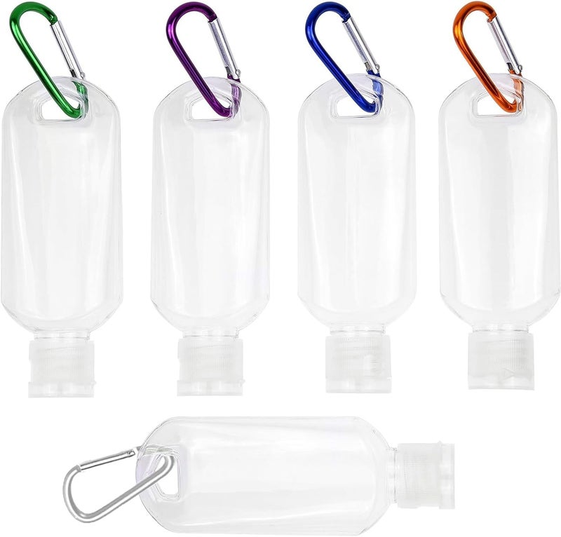 FUNAUPGO 5 Pcs Refillable Travel Bottles Hand Sanitizer Travel Size Holder with Keychain Portable Empty Plastic Bottles Leakproof Squeeze Containers with Clip for Home Office Outdoor - Image 1